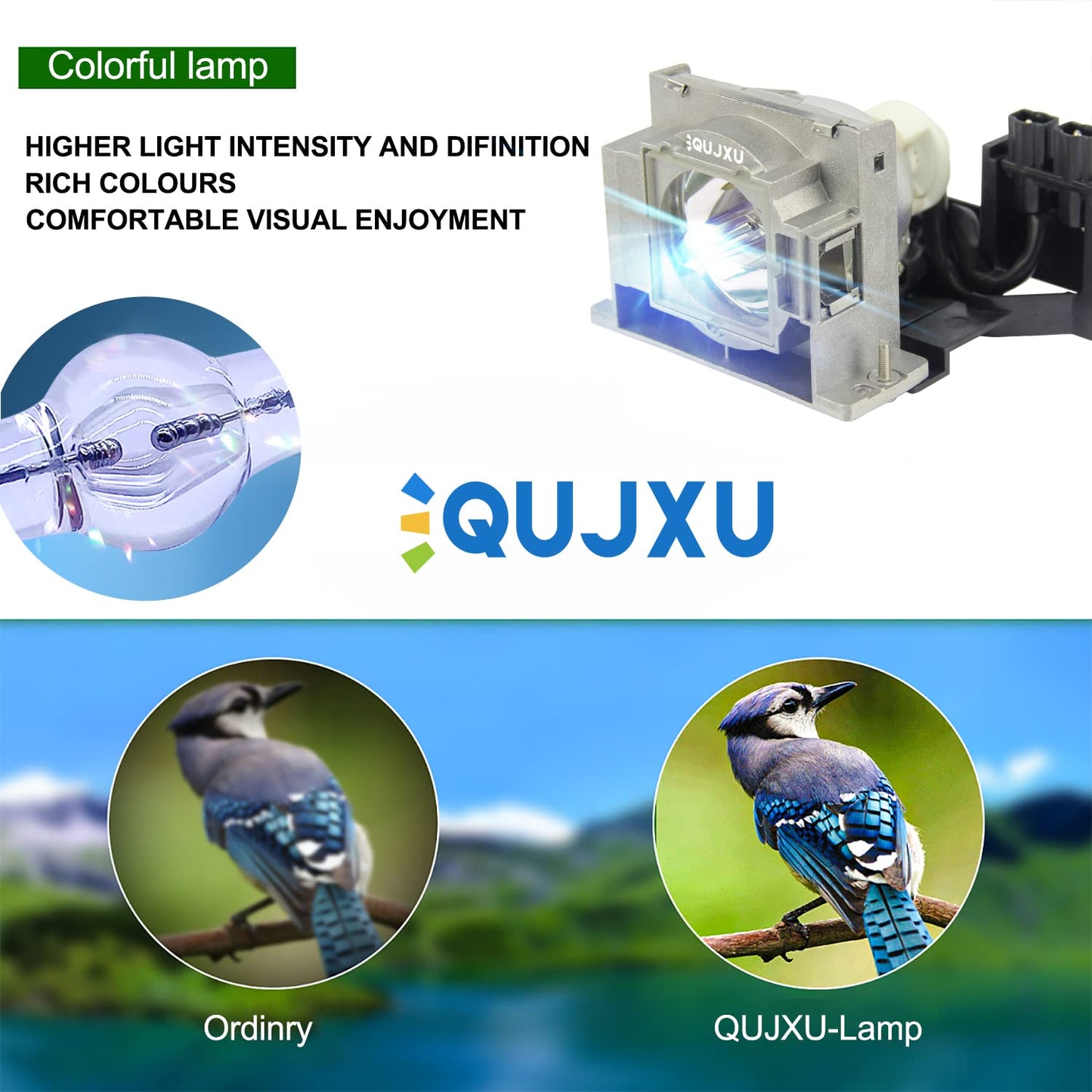 QUJXU Original VLT-HC910LP 915D116O05 Premium Quality Projector Lamp Assembly with Genuine OEM Bulb Inside with Housing Compatible with Mitsubishi