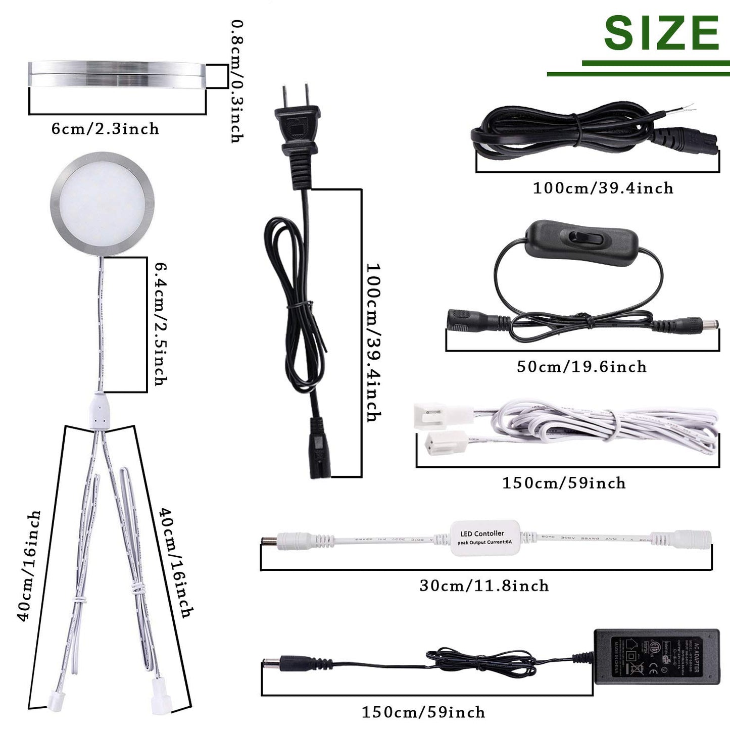 AIBOO Linkable Under Cabinet LED Lighting 12V Dimmable Puck Lights with Wireless RF Remote Control, Hardwired & Wall Plug in for Kitchen Mood Lighting
