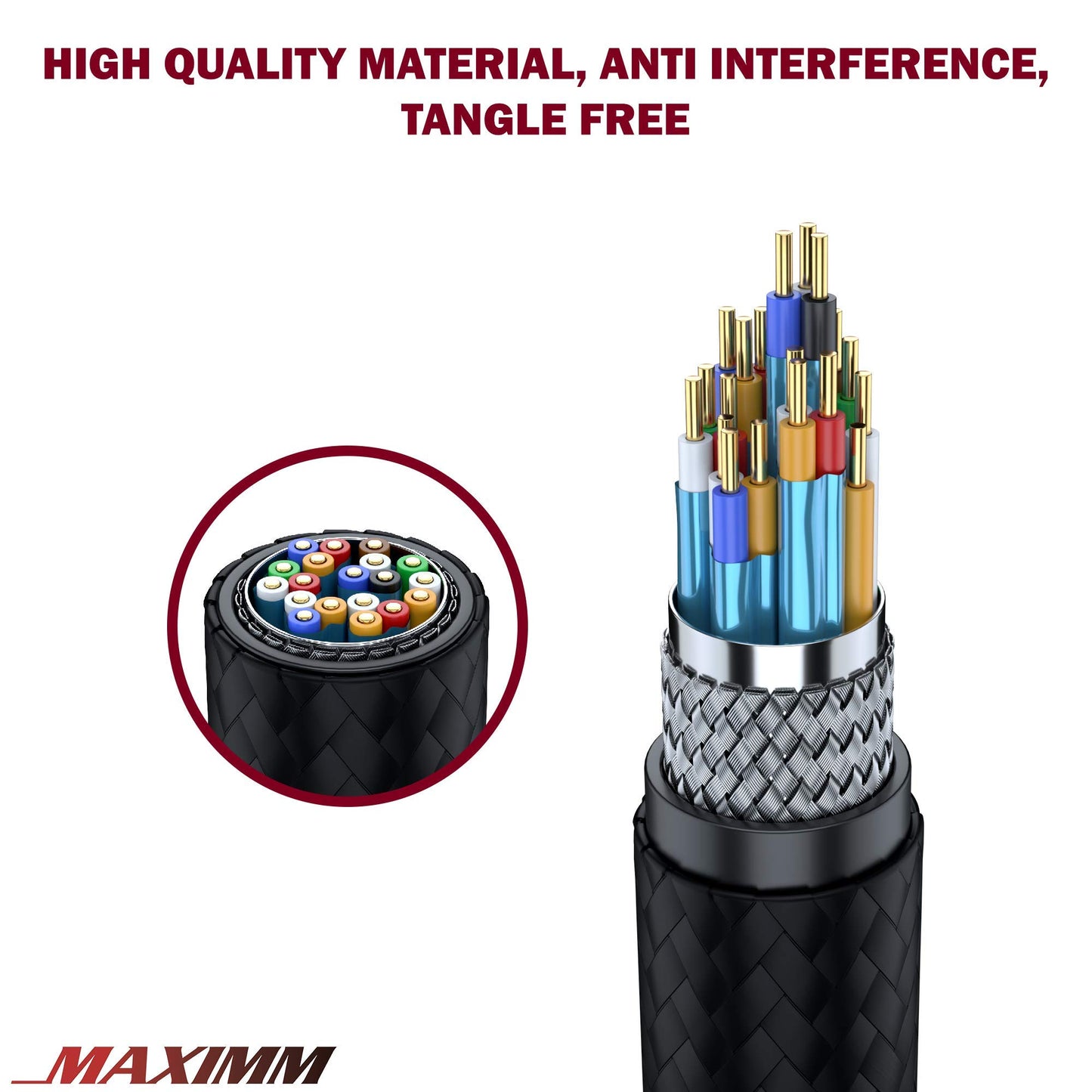 Maximm HDMI Cable 4K Ultra HD 25 Foot Nylon Braided HDMI 2.0 Cable, High Speed 18Gbps 4K60Hz HDR, 3D, 2160p, 1080p, HDCP 2.2, ARC, HDMI Cables