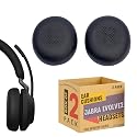 Replacement Ear Pad Cushions Compatible with Jabra Evolve2 65 and Evolve2 40 Headsets, Fits Earpiece Earcup to Exact Specs, 2pk of Leather Ear