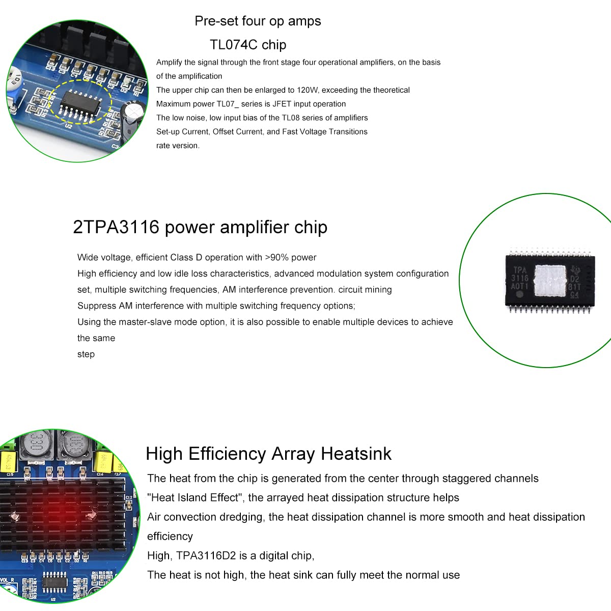Clyxgs TPA3116D2 Dual Channel Class D Digital Power Audio Amplifier Board, DC12-26V High Power Stereo AMP Module for Car Vehicle Computer Speaker DIY