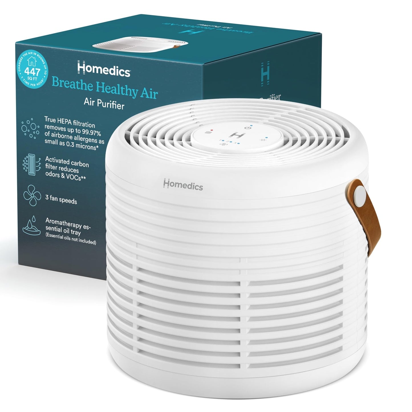 Homedics Air Purifier True HEPA Filter for Medium Rooms up to 447 Sq Ft