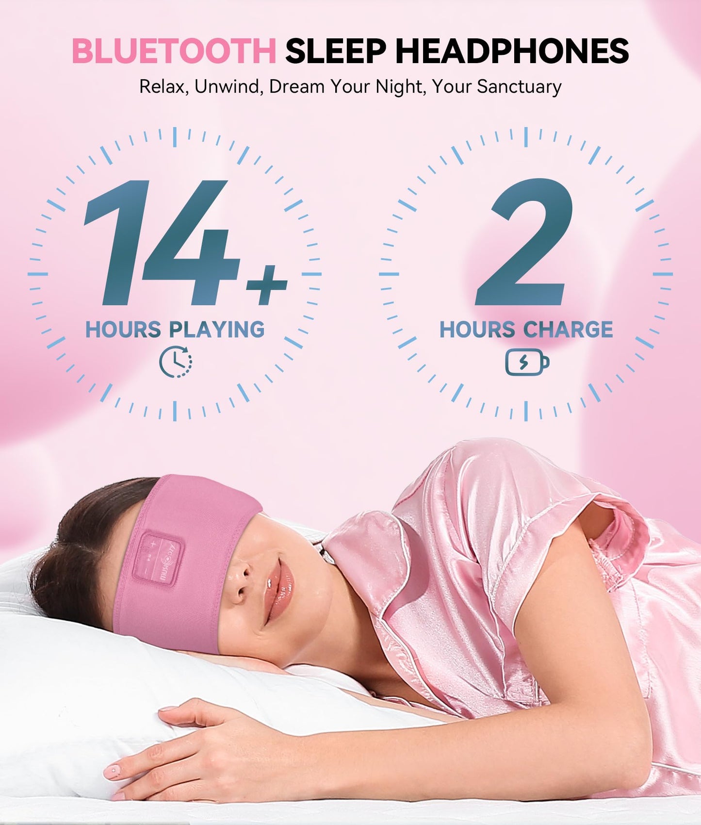 MUSICOZY Sleep Headphones Headband Bluetooth 5.4 Wireless Headband Headphones for Sleeping for Side Sleeper with Ultra-Thin HD Stero Speaker…