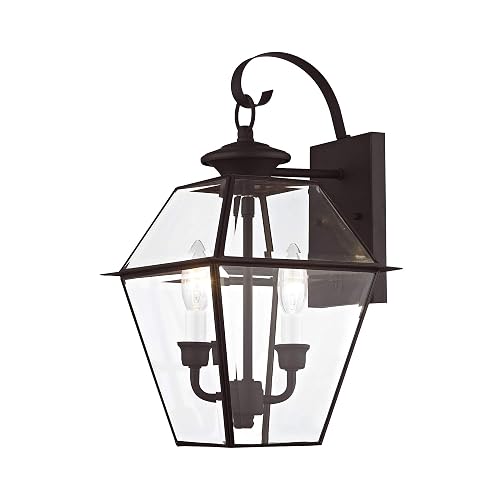 Livex Lighting 2281-07 Westover 2-Light Outdoor Wall Lantern, Bronze, 16.5" x 9" x 10"