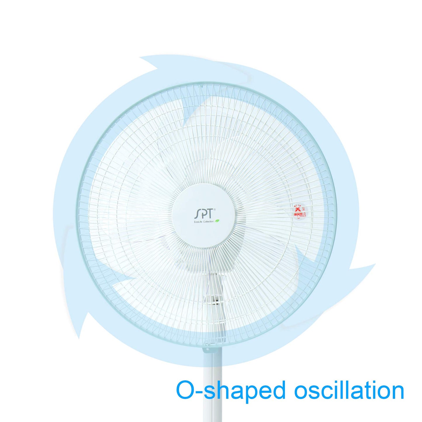 SPT SF-16S88A: 16? O-shaped Oscillating Standing Fan, WHITE