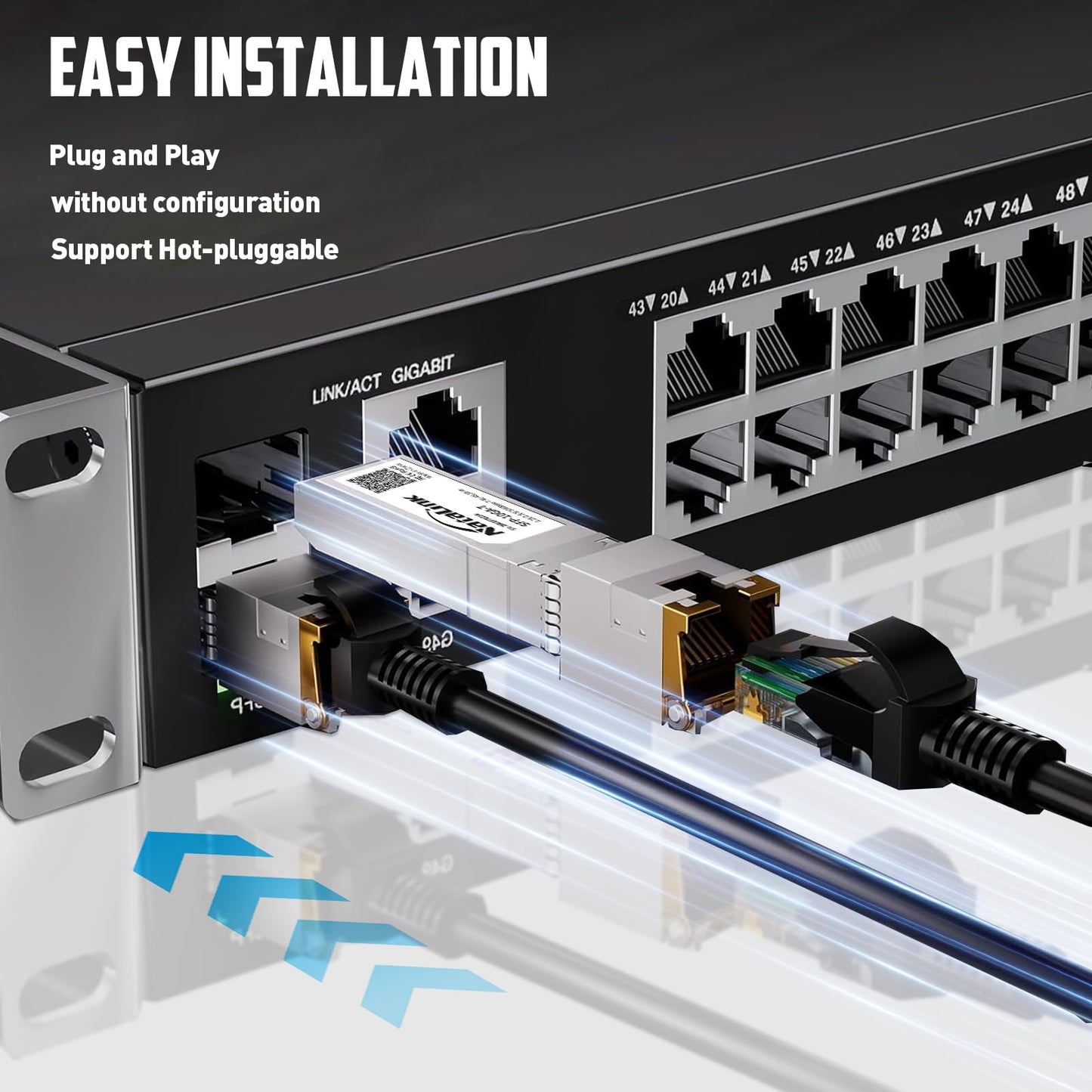 NataLink 10G SFP+ to RJ45 Transceiver, Auto-Negotiation Copper SFP to Ethernet Module Support 10G/5G/2.5G/1.25G
