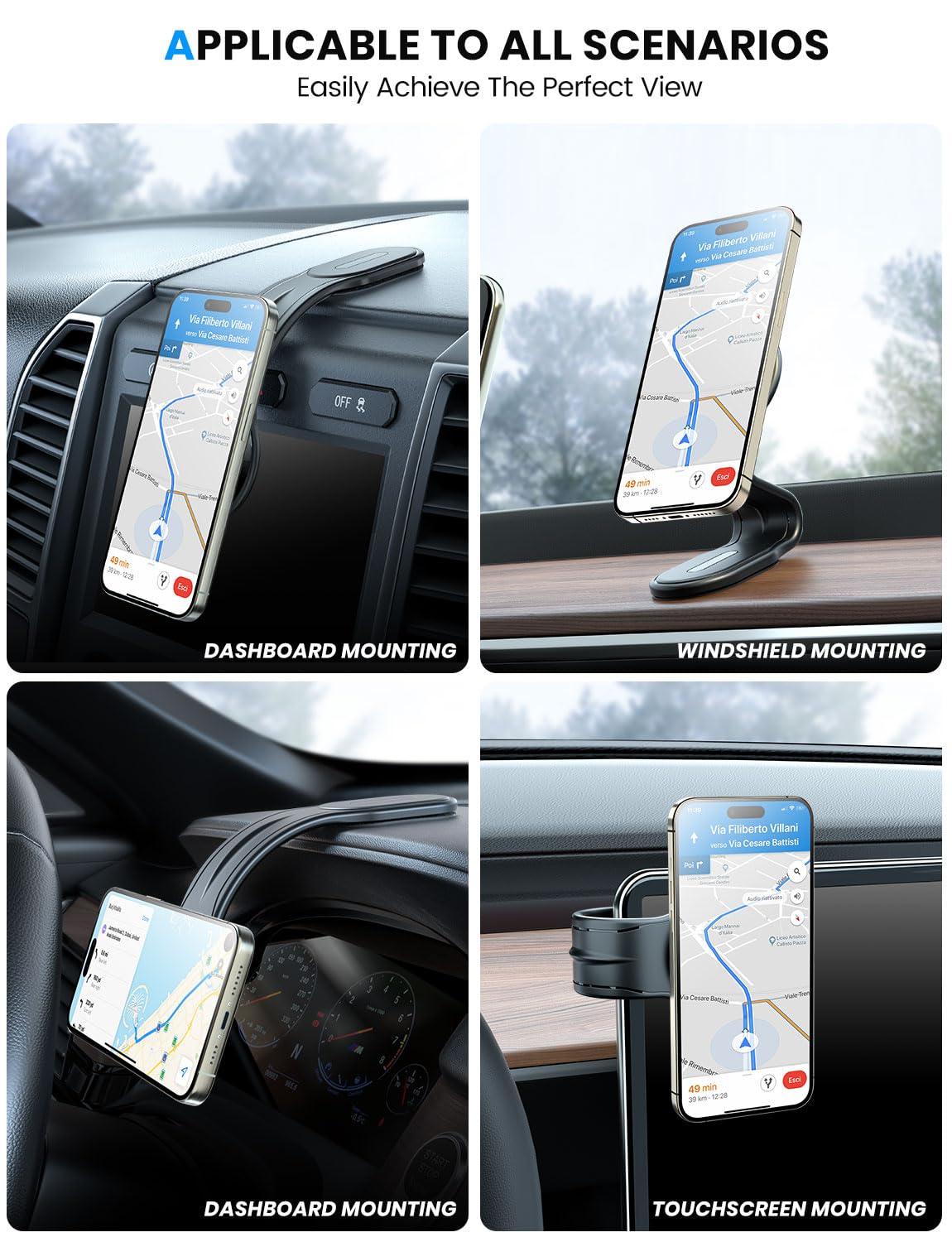 eSamcore for MagSafe Car Mount Detachable, Bendable Aluminum Arm Magnetic Phone Holder for Car?20 Strong Magnets? Cell Phone Mount for Car Dash Fit