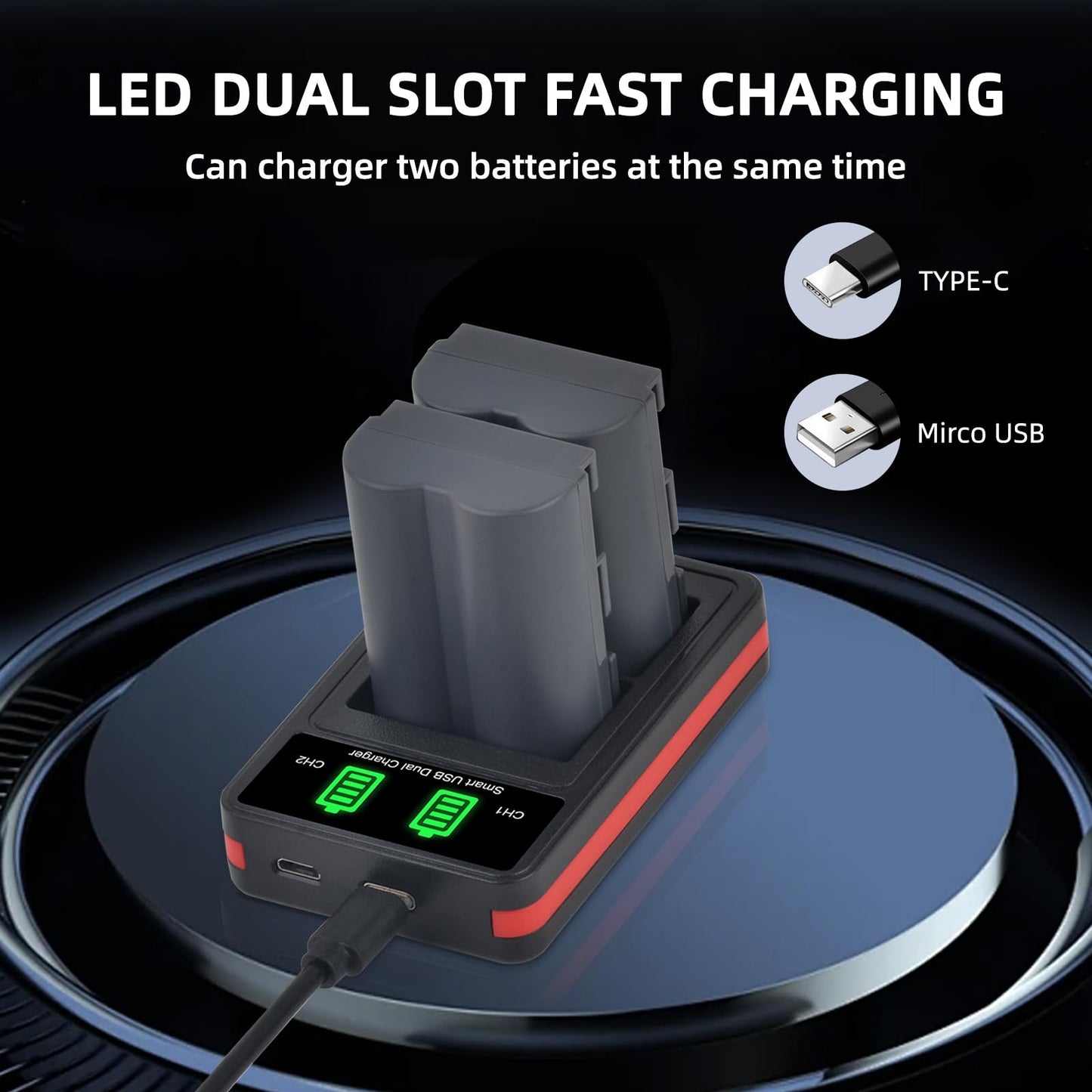 PowerTrust 2-Pack BP-511 BP511A Battery and LCD USB Dual Charger for Canon EOS 40D 300D 5D 20D 30D 50D