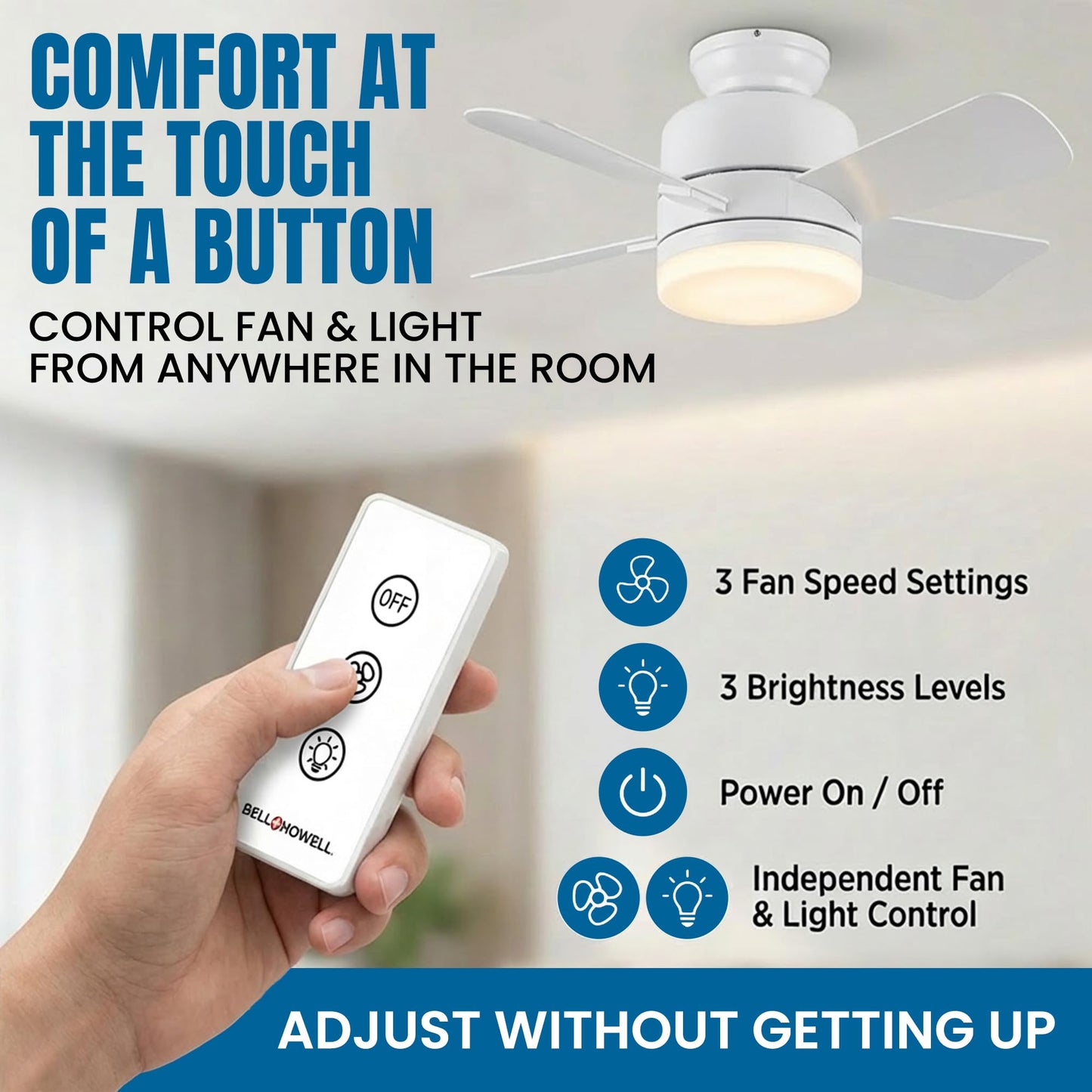 SOCKET BREEZE 15.4" Socket Fan Light Celing Fan with Remote Control