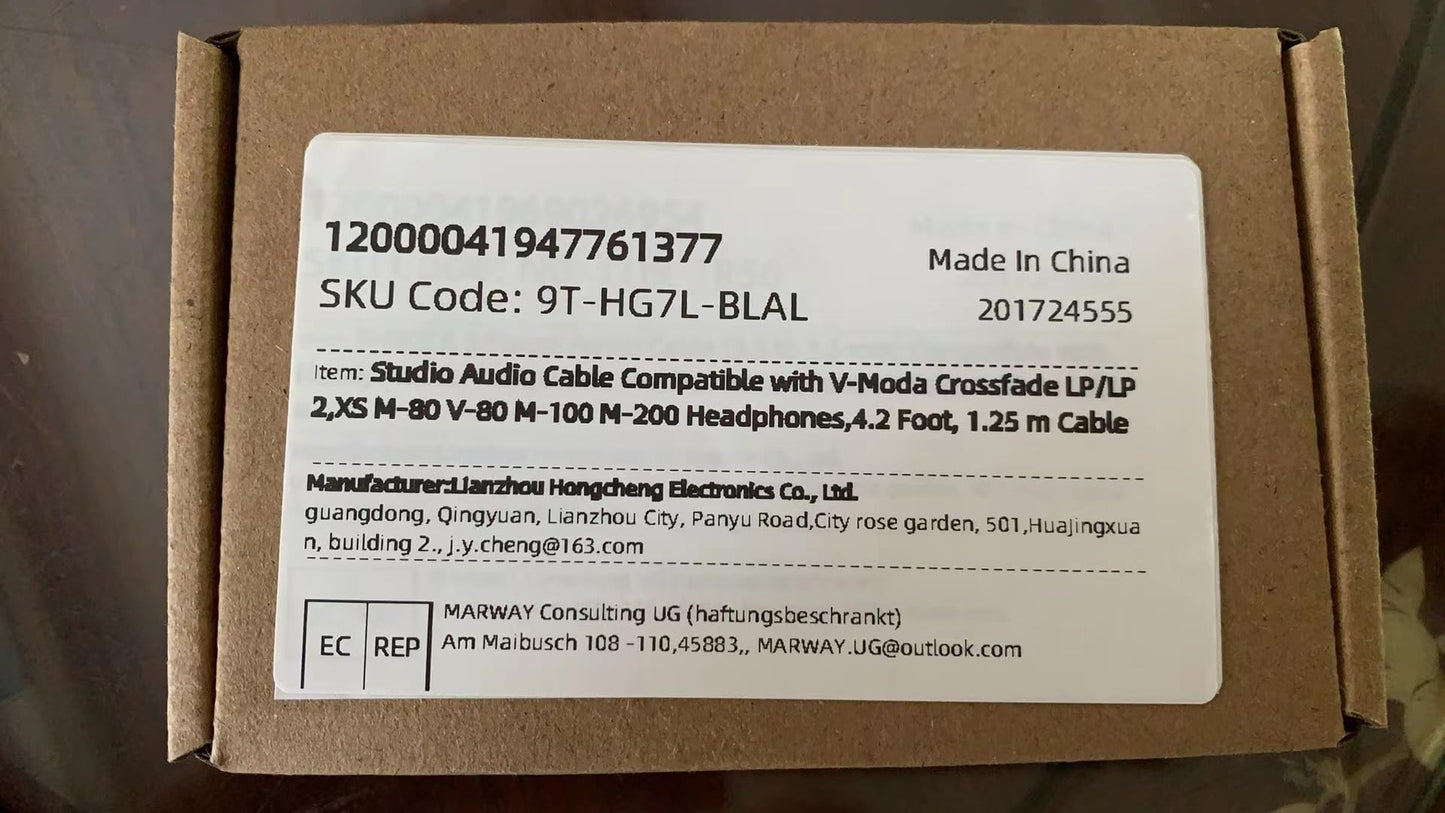 Studio Audio Cable Compatible with V-Moda Crossfade LP/LP2,XS M-80 V-80 M-100 M-200 Headphones,4.2 Foot, 1.25 m Cable
