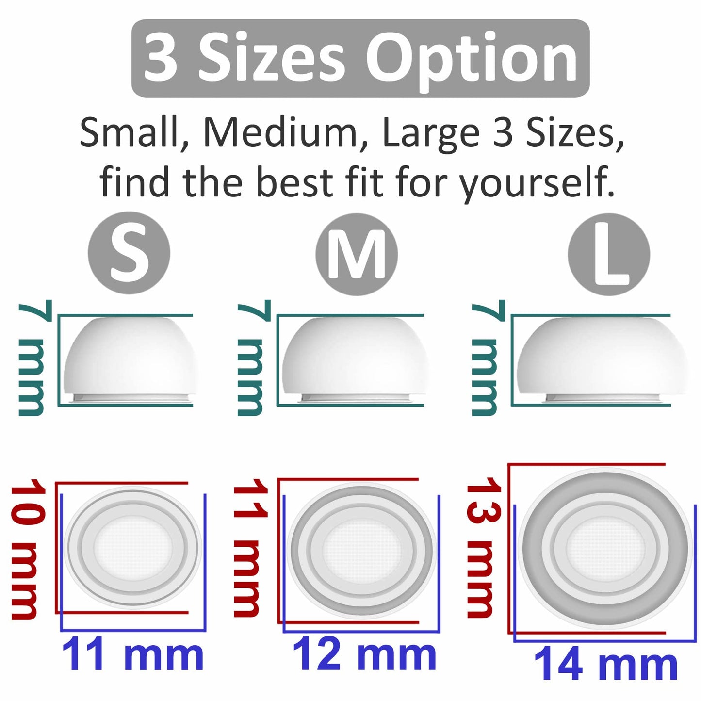 3 Pairs Compatible with AirPods Pro 1st 2nd Ear Tips Buds, Small Medium Large 3 Size Replacement Silicone Rubber Eartips Earbuds Gel Accessories