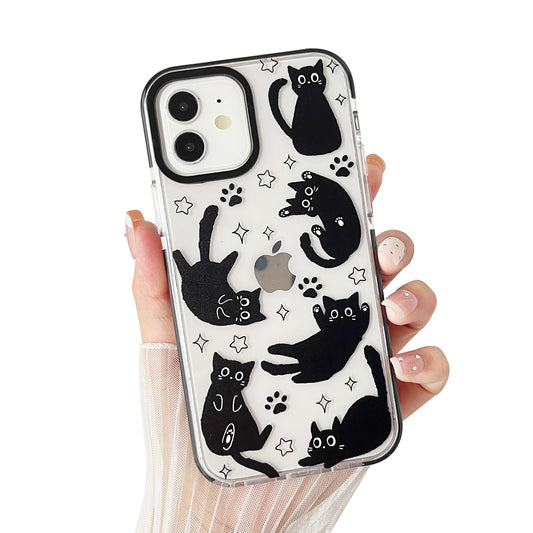 branple Compatible with iPhone 11 Case,Clear Cute Black Cat Pattern with Shockproof Slim Soft TPU Protective Phone Case for Women Designed for iPhone