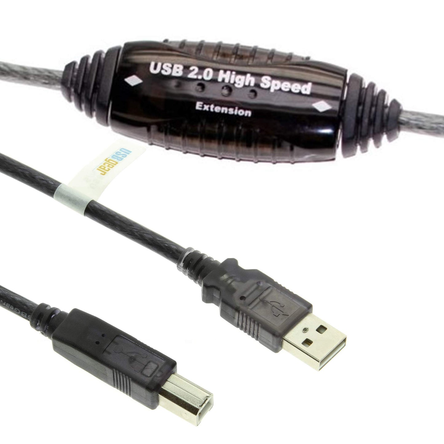USBGear 25ft Hi-Speed USB 2.0 Active Cable A Male to B Male, Japan NEC Chip