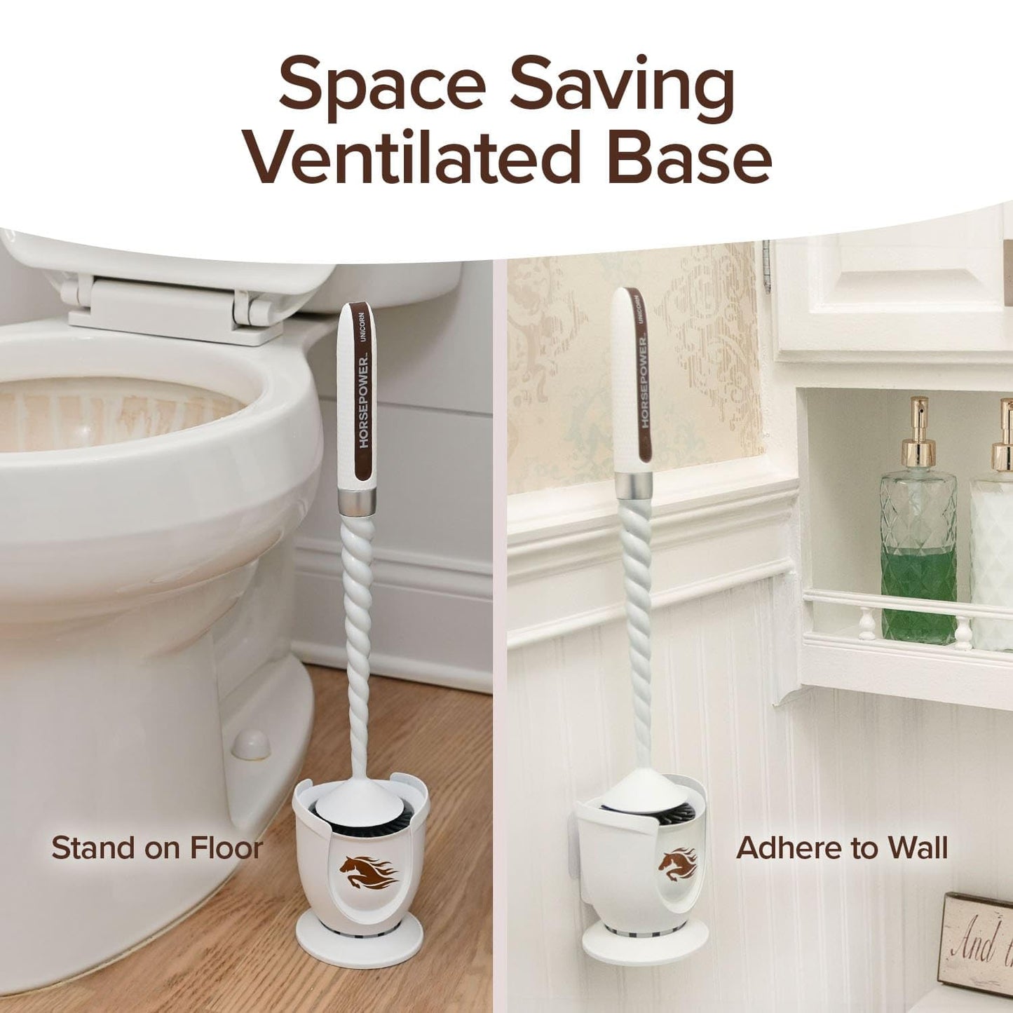 Horsepower Unicorn Motorized Toilet Brush, 360° Spinning Silicone Bristles, Powerful Stain Removal, No Scrubbing, Rechargeable, As-Seen-On-TV