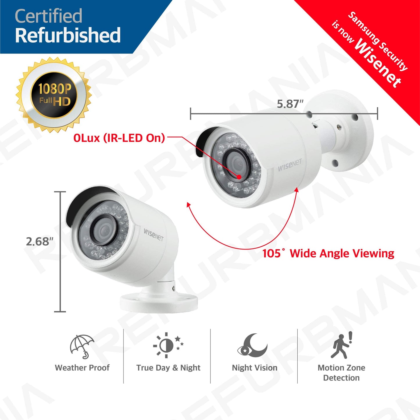 Samsung Wisenet SDC-9443BC 1080p Full HD Weatherproof Bullet Camera