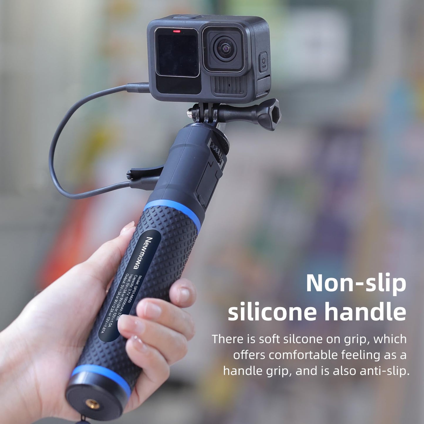 Newmowa 10000mAh Power Bank Handle Grip, PD/QC Fast Charging, Portable Tripod Compatible for Phone, GoPro Hero, DJI Action Camera, Insta 360, Digital