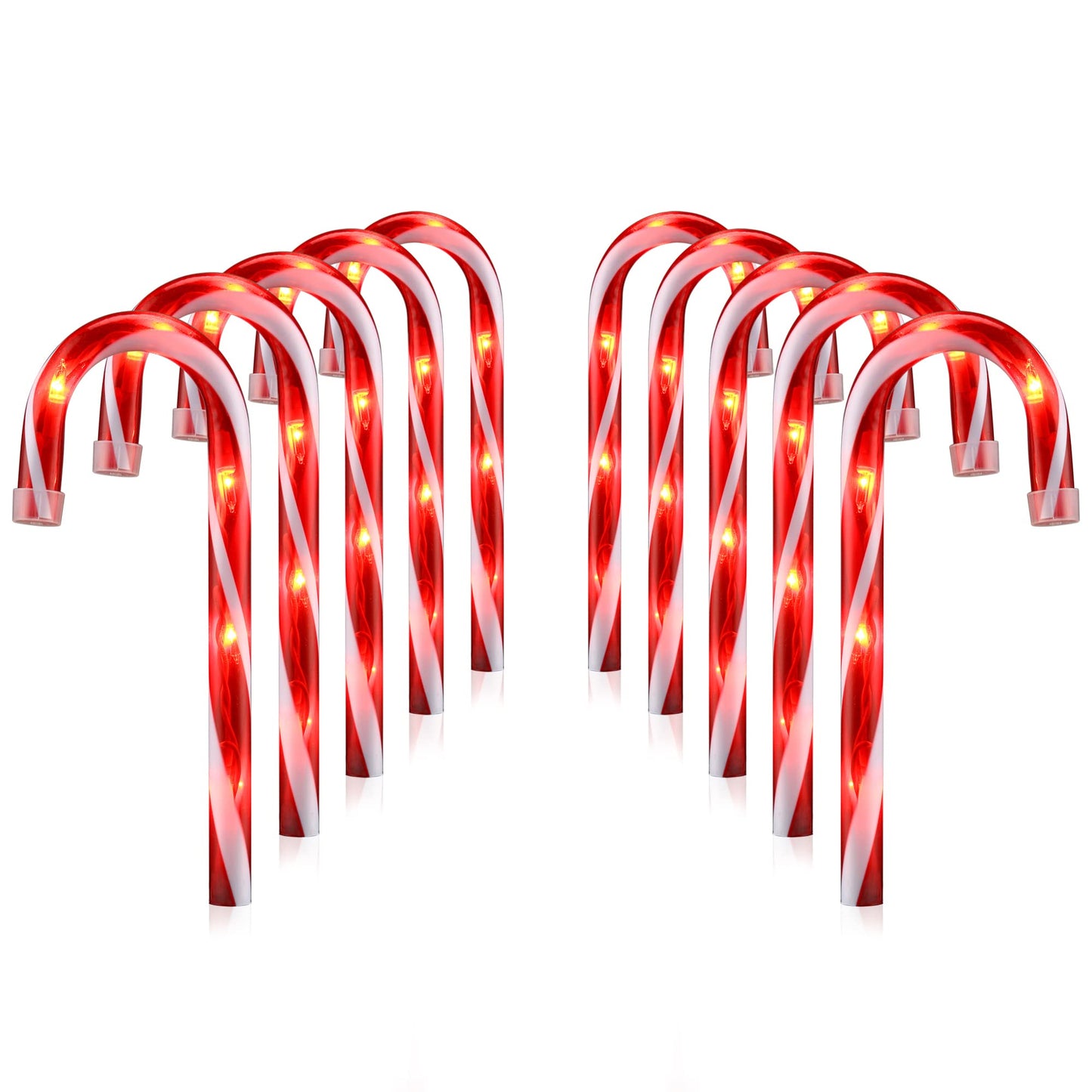 26" Christmas Candy Cane Pathway Markers Lights, Set of 10 Pack Christmas Outdoor Decorations Candy Cane Lights for Yard Patio Garden Walkway Indoor