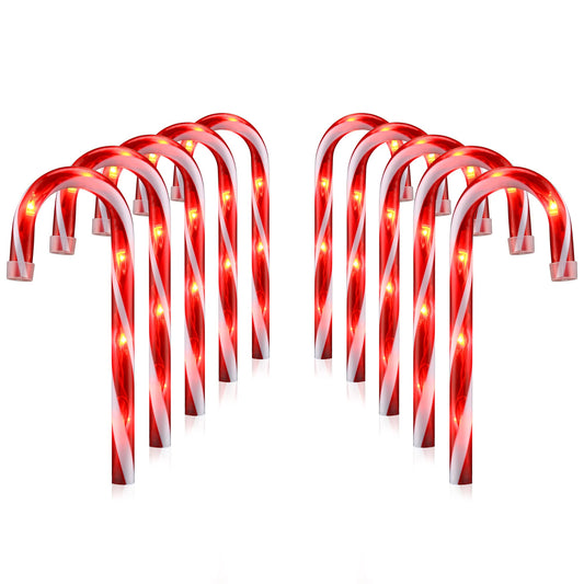 26" Christmas Candy Cane Pathway Markers Lights, Set of 10 Pack Christmas Outdoor Decorations Candy Cane Lights for Yard Patio Garden Walkway Indoor