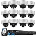 4COVR 16 Channel Security Camera System PoE, 12Pcs IK10 Vandal-Proof 5MP 2.8-12mm Dome IP Camera for Business, IP67 Human/Vehicle Detection, 16CH