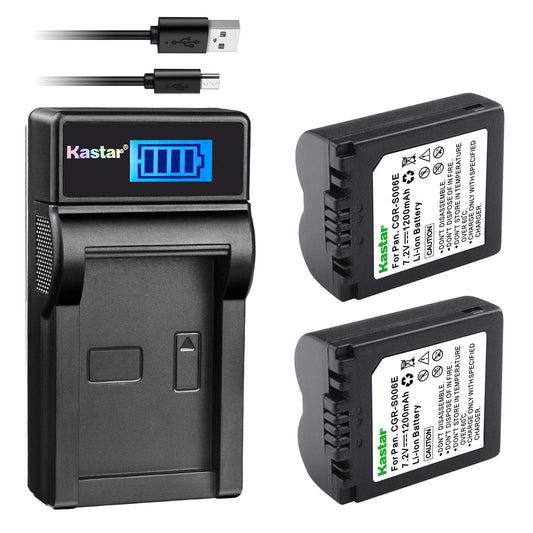 Kastar Battery (X2) & LCD Slim USB Charger for Panasonic CGA-S006, CGR-S006 and Panasonic Lumix DMC-FZ7, DMC-FZ8, DMC-FZ18, DMC-FZ28, DMC-FZ30