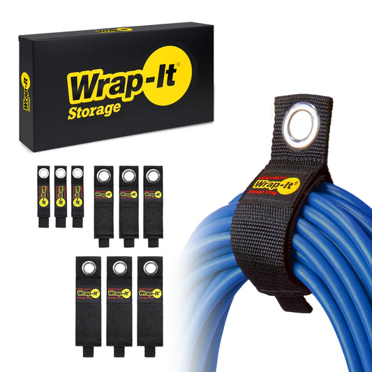 Heavy-Duty Wrap-It Storage Straps - Assorted 9-Pack - Extension Cord Hanger Cord Straps for Garage Storage and Organization