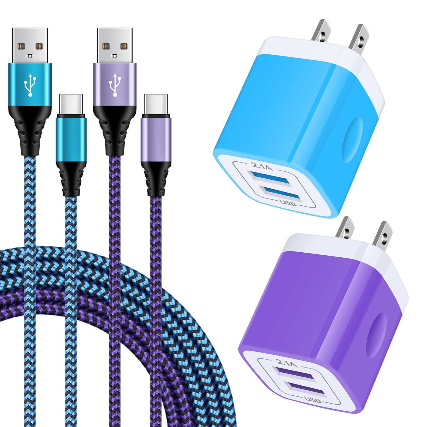 USB Type C Charger Plug Dual Port Fast Wall Charger Phone Charging Block with 2Pack 6Ft C Cable for Samsung Galaxy S26 S25 S24 S23 S22 S21 S20 A16 A54