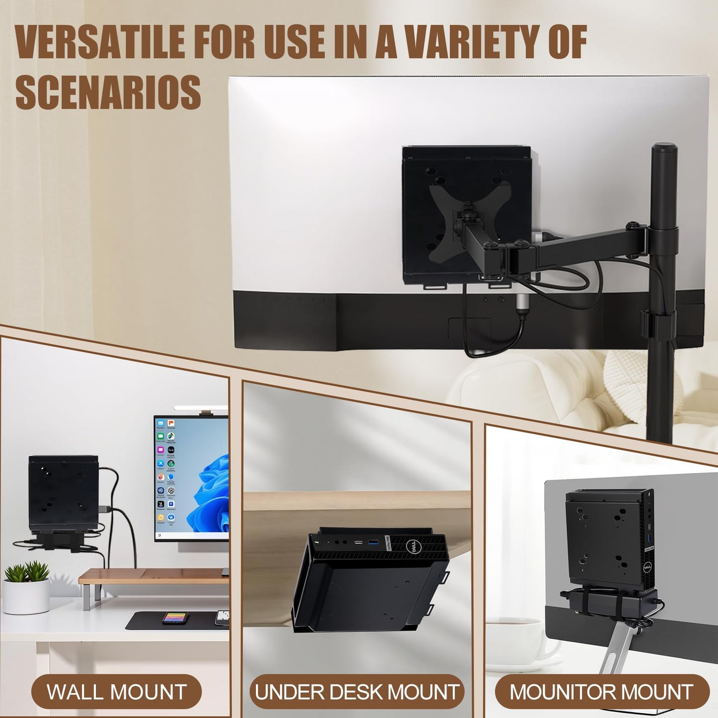 Dual VESA Mount for Dell OptiPlex Micro,Wall Dual VESA and Under Desk Mount Fits Dell Micro Pro,Plus MFF,Support VESA Dell Micro Mount for Monitor