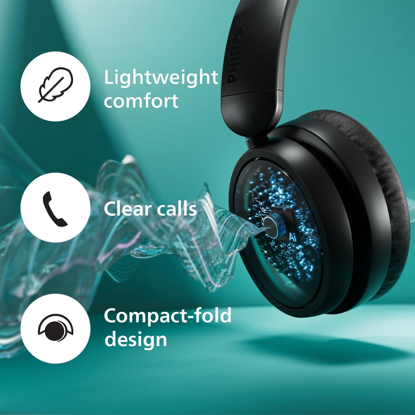 Philips H5209 Wireless Headphones,Over-Ear Bluetooth Headphones with Dynamic Bass,Clear Call, 65 H Battery Life,Fast Charging,Soft Ear Cups…