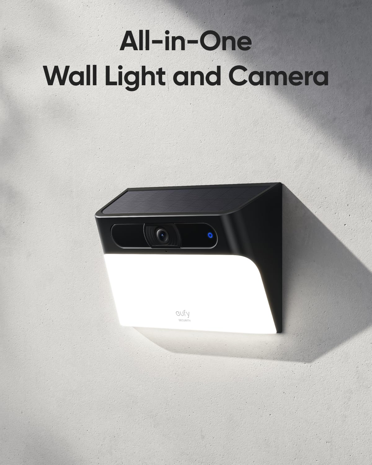 eufy Security Solar Wall Light Cam S120, Solar Security Cameras Wireless Outdoor, Camera, Forever Power, Motion Activated Light, AI Detection, IP65
