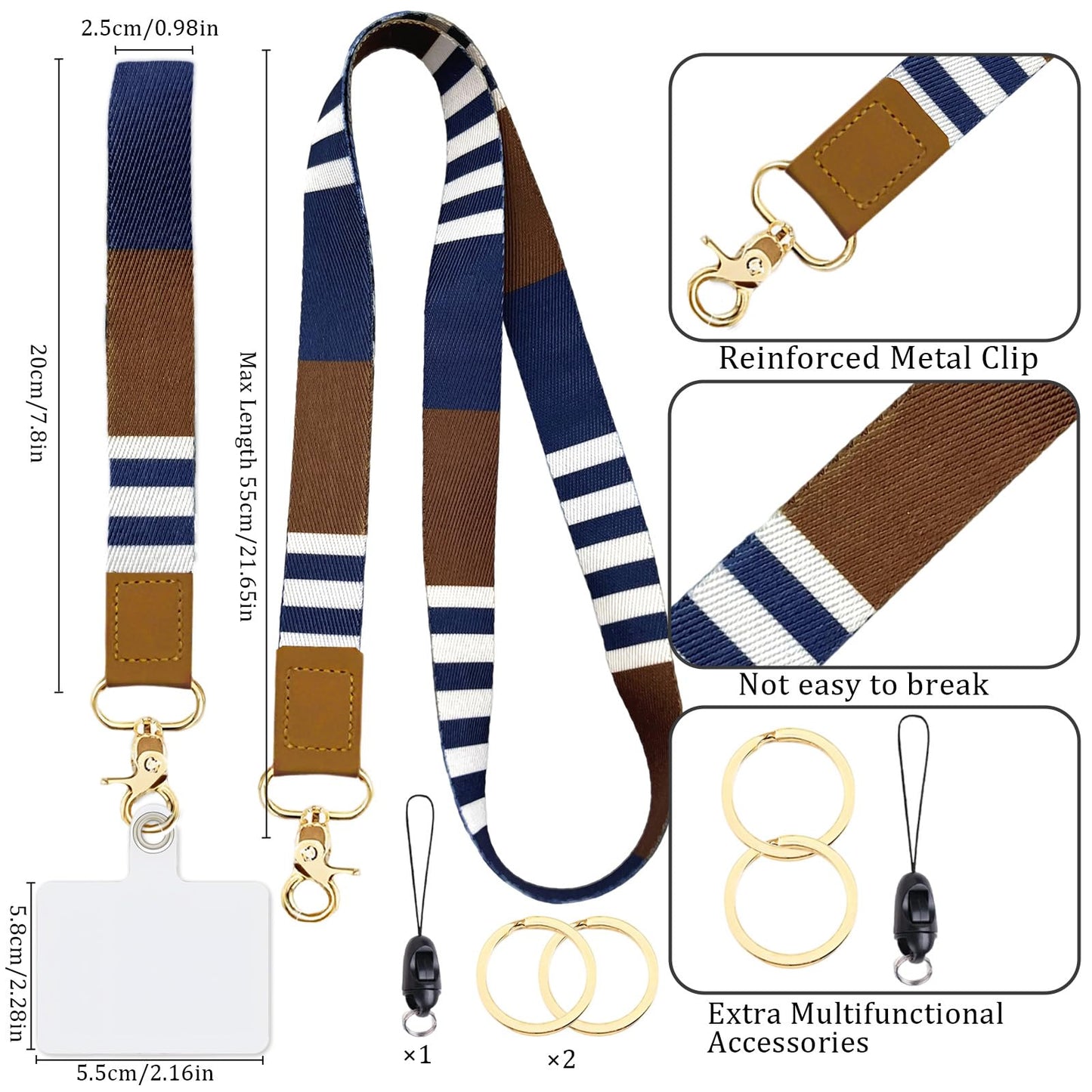 YesMvpMvp Phone Lanyard Wrist Strap,Cell Phone Lanyards for around the Neck,Unisex Scrunchie Lanyard (Denim Blue)