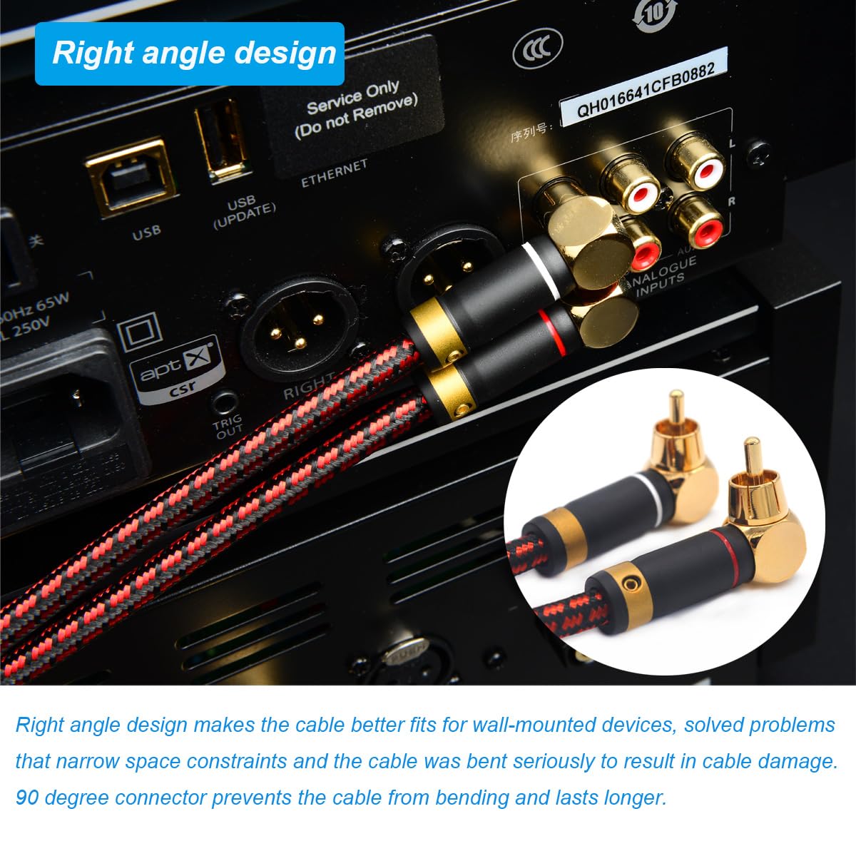 Primeda Audiophiles RCA/Phono Cable 2 RCA Male to 2 RCA Male HiFi System Interconnect Cable Braided for Home Cinema Subwoofer Amplifiers Blu-ray