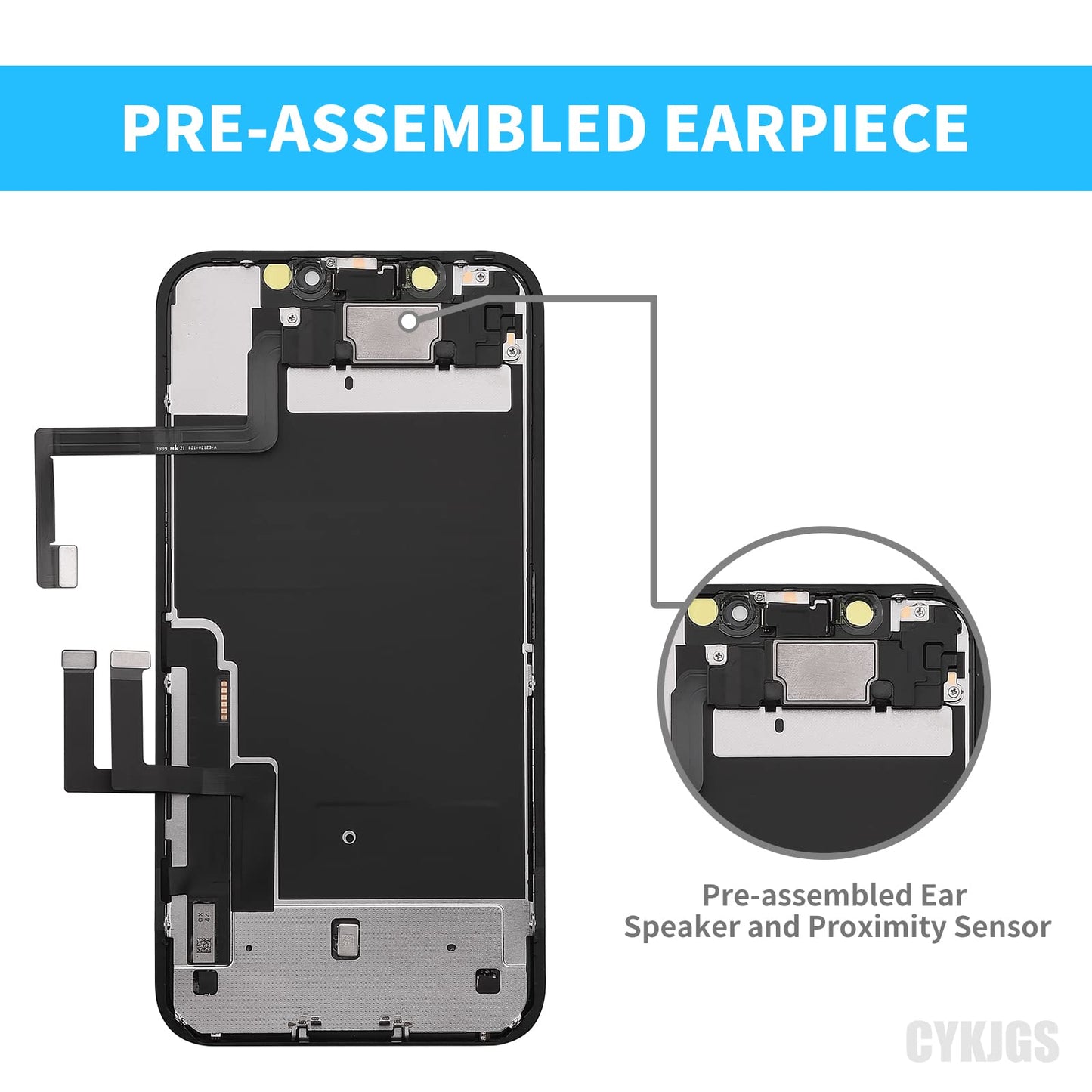 CYKJGS for iPhone 11 Screen Replacement 6.1" with Ear Speaker and Proximity Sensor 3D Touch LCD Display Digitizer Full Assembly with Front Earpiece