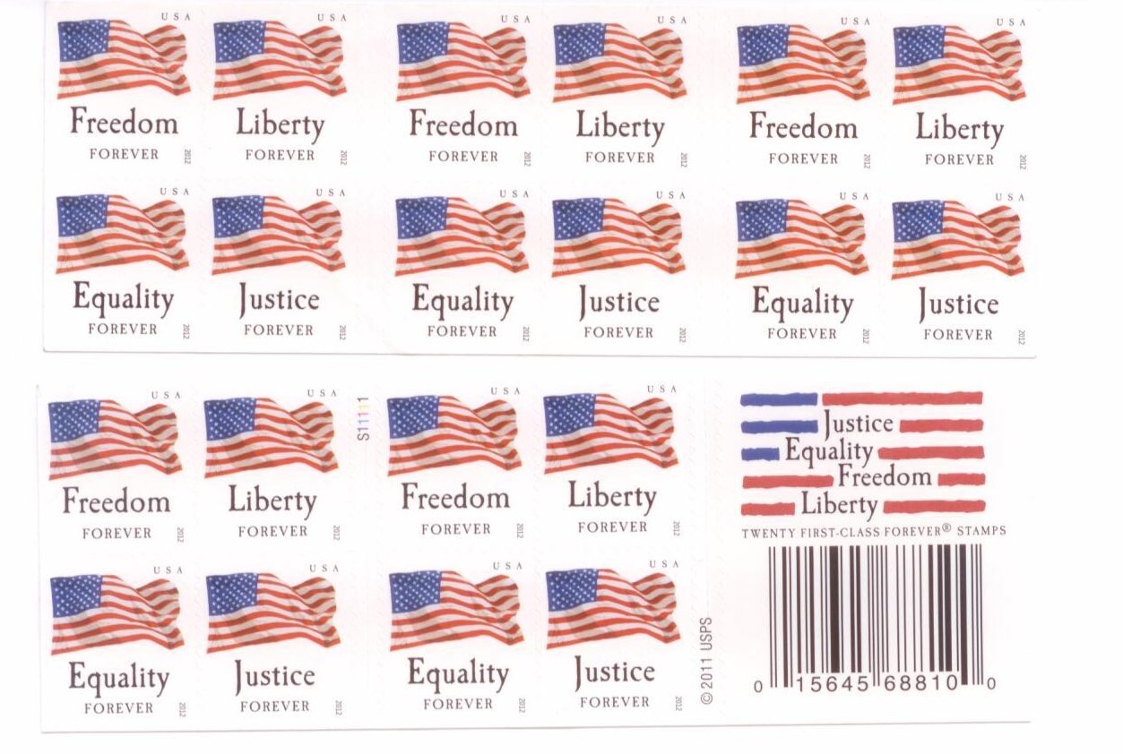 USPS Forever Stamps "Four Flags" Booklet of 20 Stamps