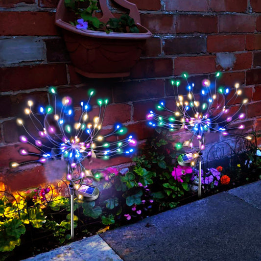 Anordsem Solar Garden Lights Outdoor: Bendable Copper Wire with 120 LED Firework Beads - Colorful Waterproof DIY Fairy Decoration for Yard Pathway