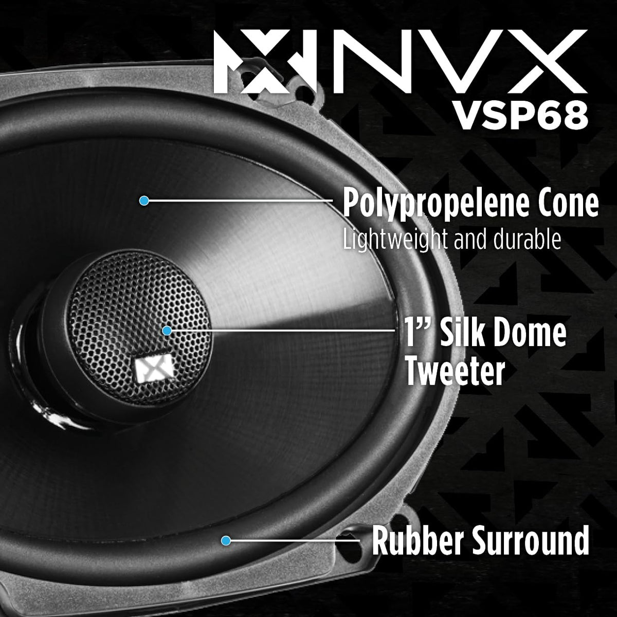 NVX VSP68 600W Peak (200W RMS) 6x8 V-Series 2-Way Coaxial Speakers with 25mm Silk Dome Tweeters