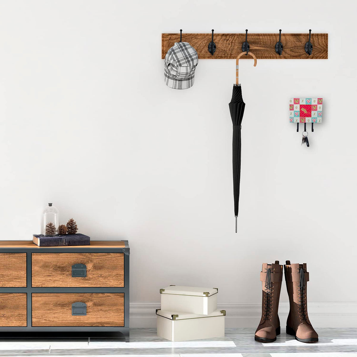 Caroline's Treasures CK5449TH68 Gerbil Mouse Love Leash or Key Holder, Red, Wall Hooks, Key Hooks Holder, Coat Rack Wall Mount, Coat Hooks, Hooks
