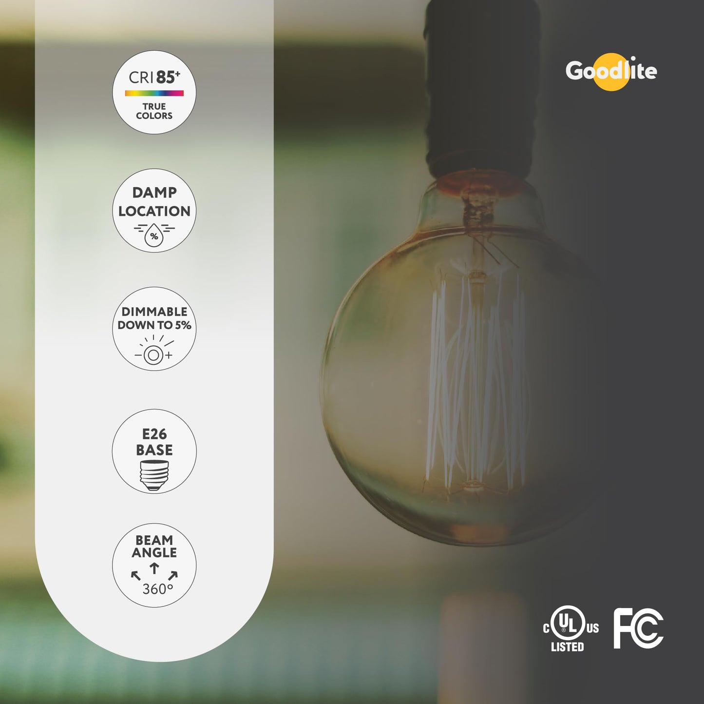 Goodlite G-20128 Filament 100 Watt Equivalent, G30 Edison Style, 1600 Lumens, Medium E26 Base LED Light Bulb Dimmable, Clear Warm White 3000k