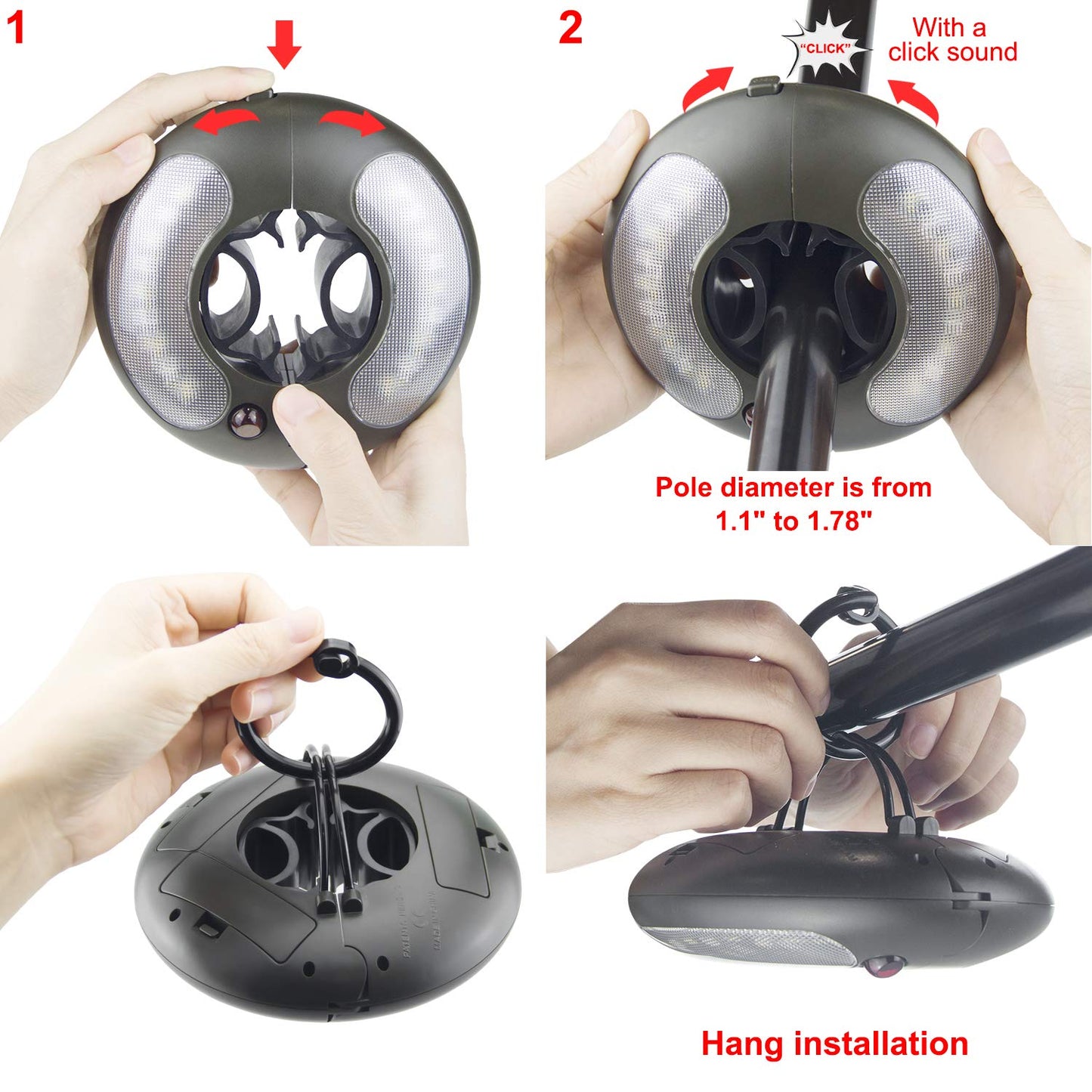 HONWELL Patio Umbrella Light, 18 LEDs 3xAA Battery Operated Umbrella Pole Light with RF Remote 80Ft Through Wall, 4 Modes, 12 Color Changing Outdoor