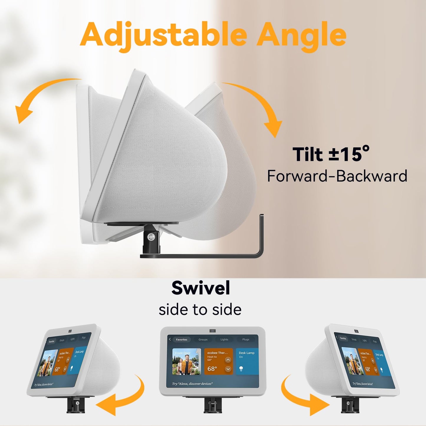 Laivli Wall Mount for Echo Show 8 (3rd Gen), Aluminum Alloy Stand with Strong Magnetic, Tilt and Swivel for Viewing, Smart Display Stand for Show 8