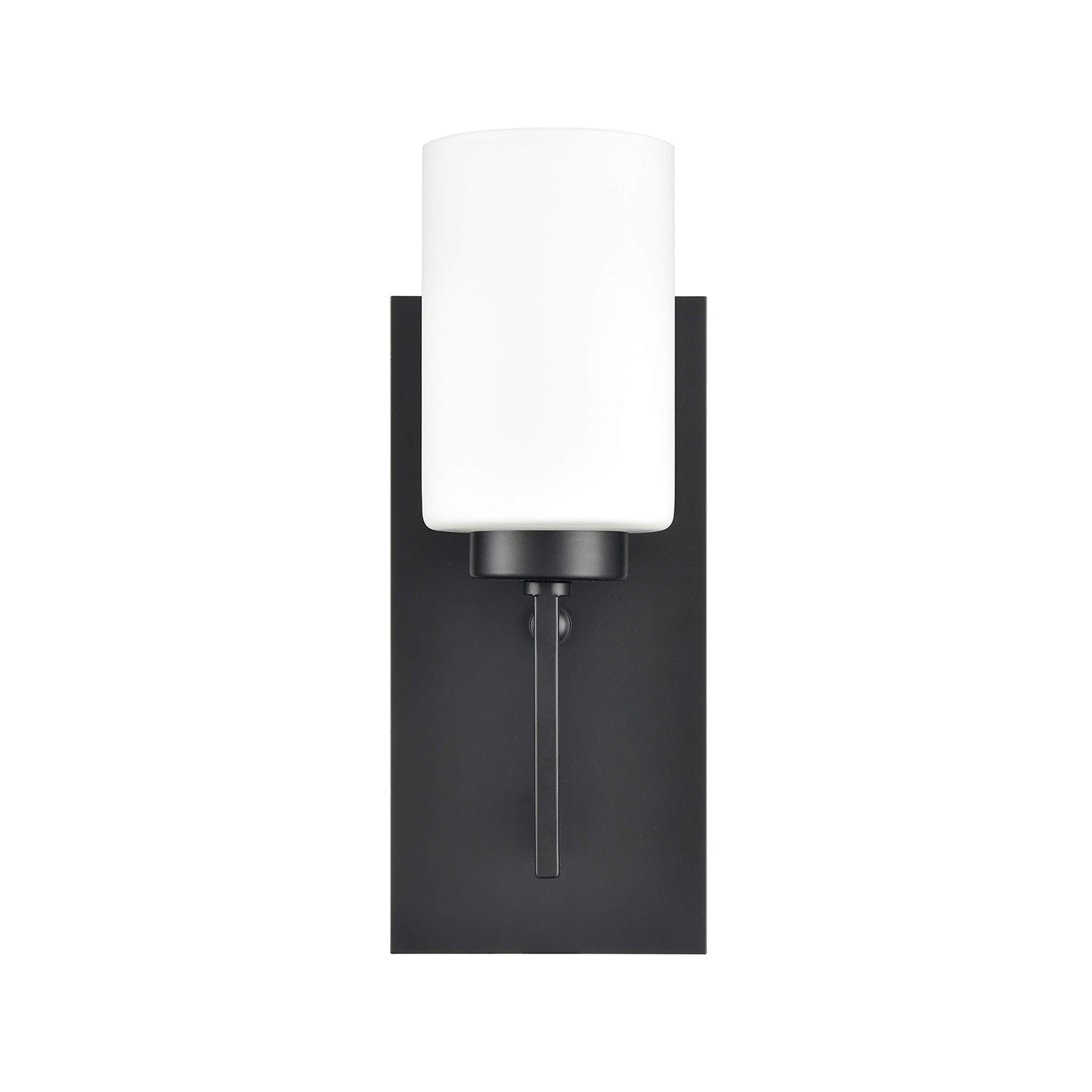 Linea di Liara Brio Black Wall Sconce with Frosted Glass Shade - Modern Wall Light Fixture for Bathroom, Vanity, and Hallway