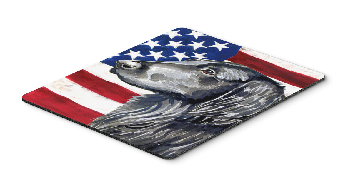 Caroline's Treasures LH9021MP USA American Flag with Flat Coated Retriever Mouse Pad, Hot Pad or Trivet for Home Office Gaming Working Computers