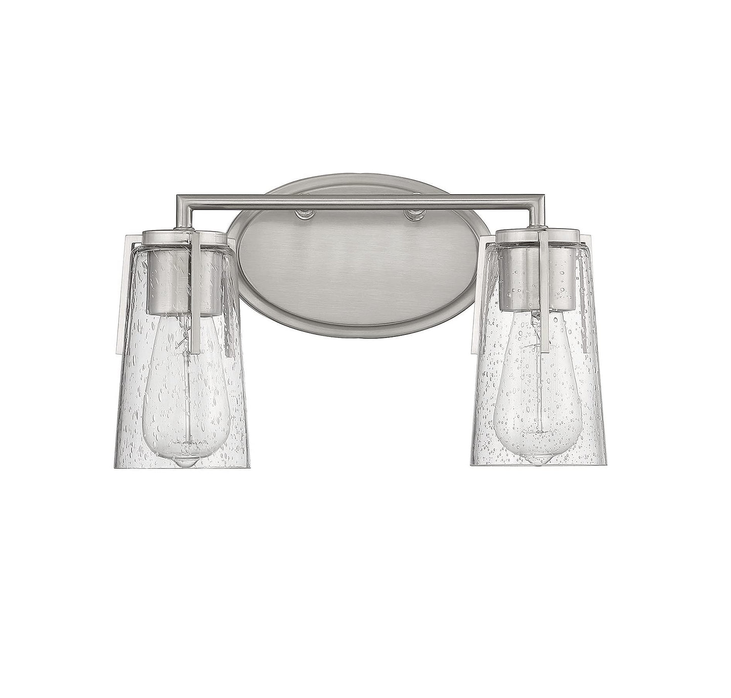 Savoy House 8-7045-2-SN Sacremento Modern Clear Seeded Glass Bathroom Vanity Wall Light, 2-Light 120 Total Watts, 9" H x 14" W, Satin Nickel