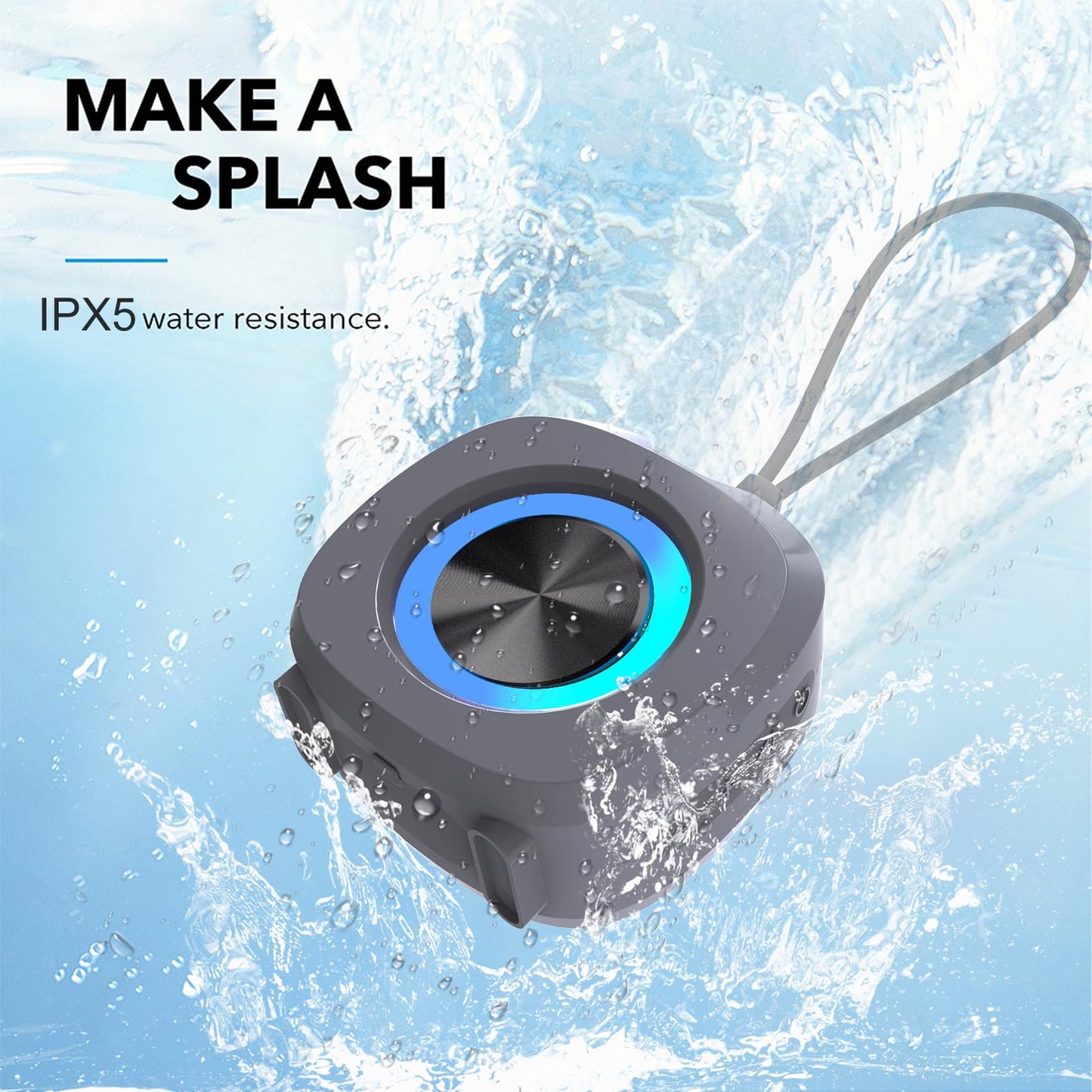 PEICHENG Speaker, Small Portable Bluetooth Wireless IPX5 Waterproof Shower Speaker,Loud Stereo Sound Deep Bass,TWS Paire, RGB Lights,Long Playtime