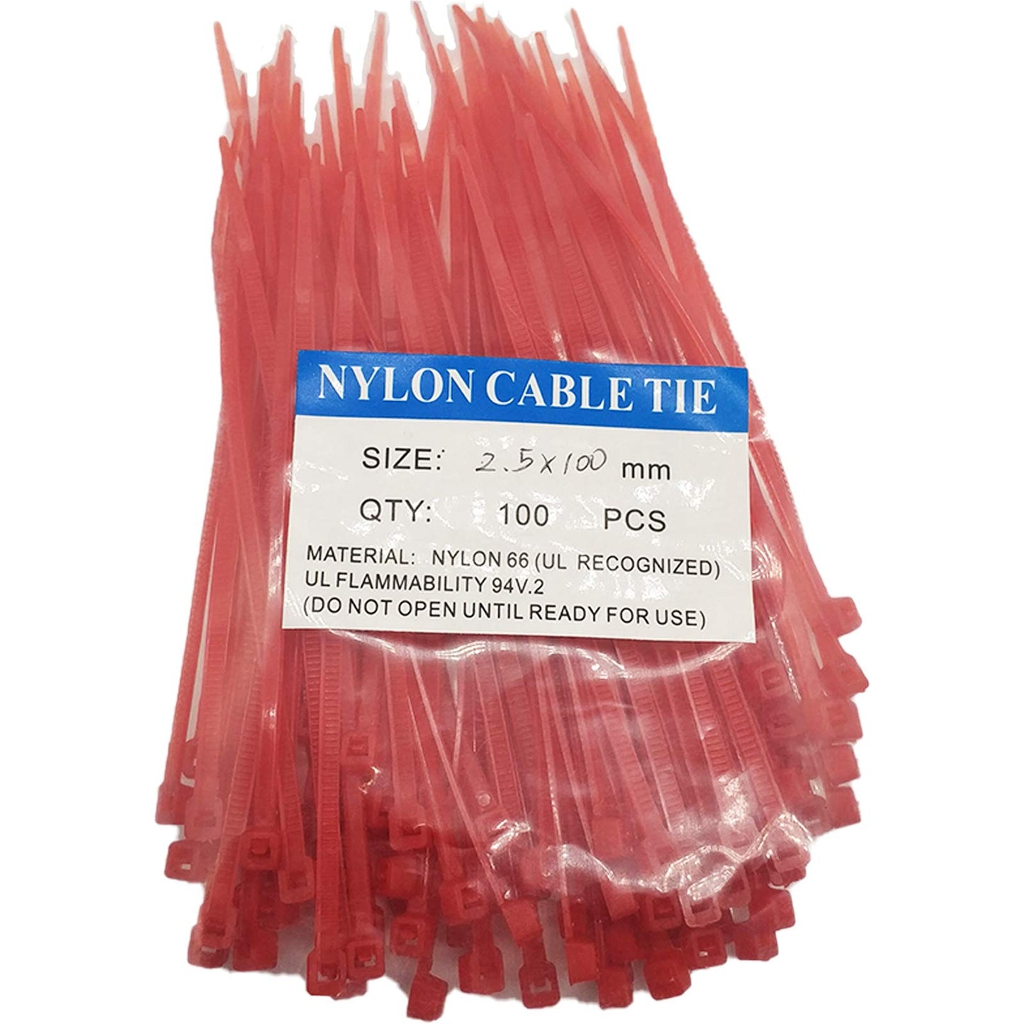 SYD CHEN 4 Inch Zip Ties (100 Pieces) 18lb Strength, Nylon Cable Wire Ties (Red)