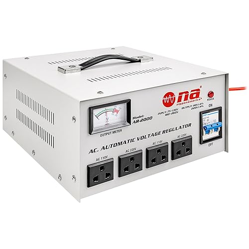 Nippon America AC Automatic Voltage Regulator (AR-2000), 2000 Watts, Delay Output Circuit, Display, AC 110V/120V, Power Switch, High-Voltage…