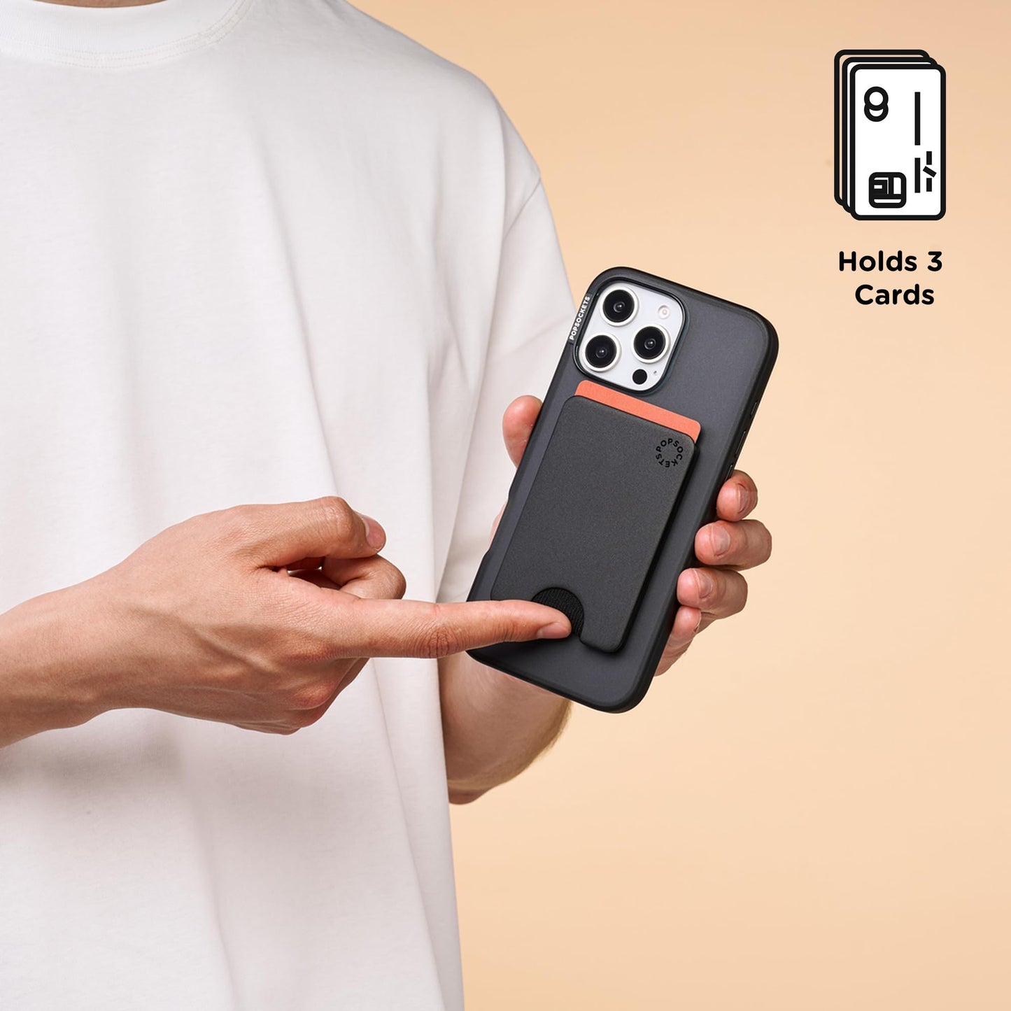 PopSockets Phone Wallet for MagSafe, Phone Card Holder without Grip - Black