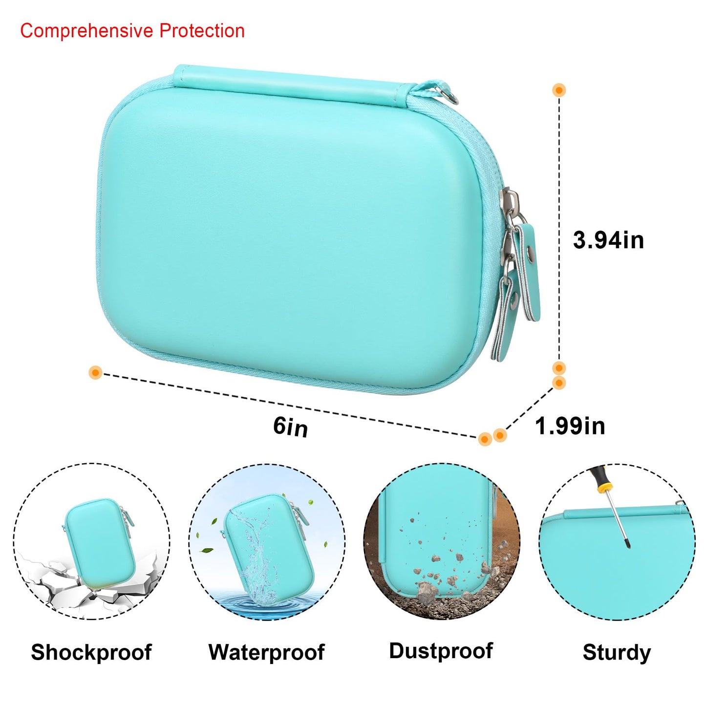 Elonbo Carrying Case for Liene 2x3” Photo Printer, Portable Mini Color Instant Print Digital Camera Hard Travel Bag, Smartphone Picture Printer
