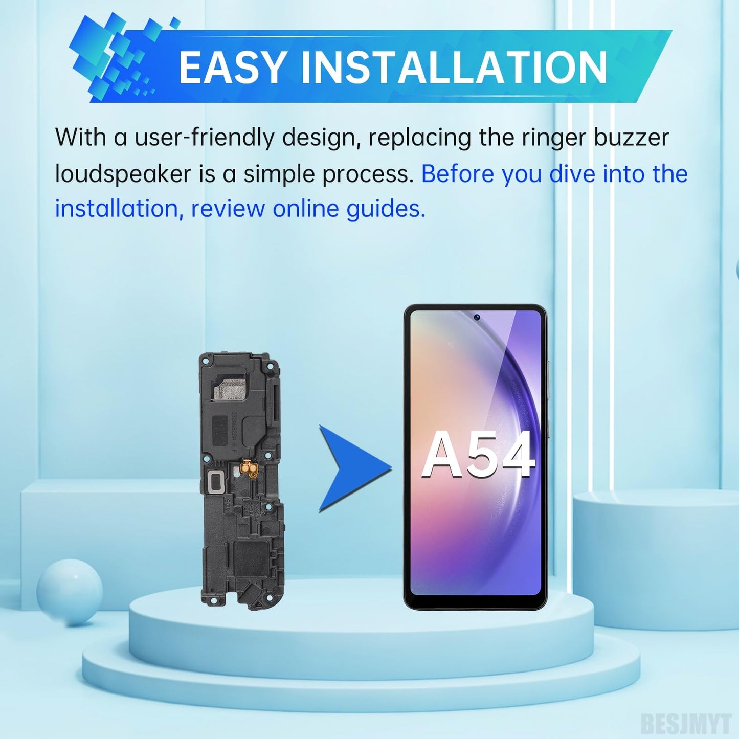 BESJMYT Loud Speaker Replacement with Bracket for Samsung Galaxy A54 Ringer Ringtone Loudspeaker Module Replace Clear Sound Buzzer Repair for Samsung