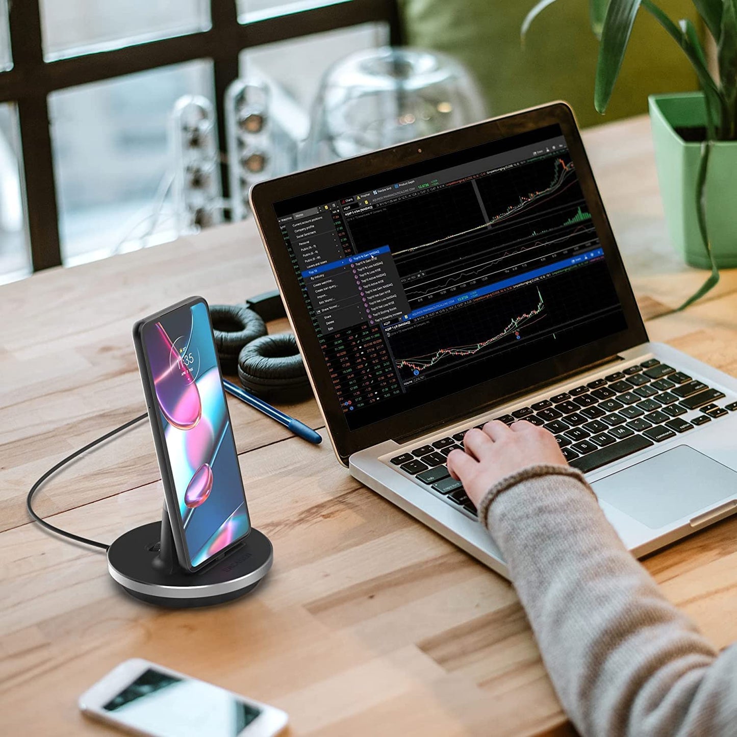 Encased Desktop Charging Stand for USB-C Phone and Tablets, Adjustable Case-Friendly Dock Station Charger, Super Fast Charge Compatible (Wired Type-C)