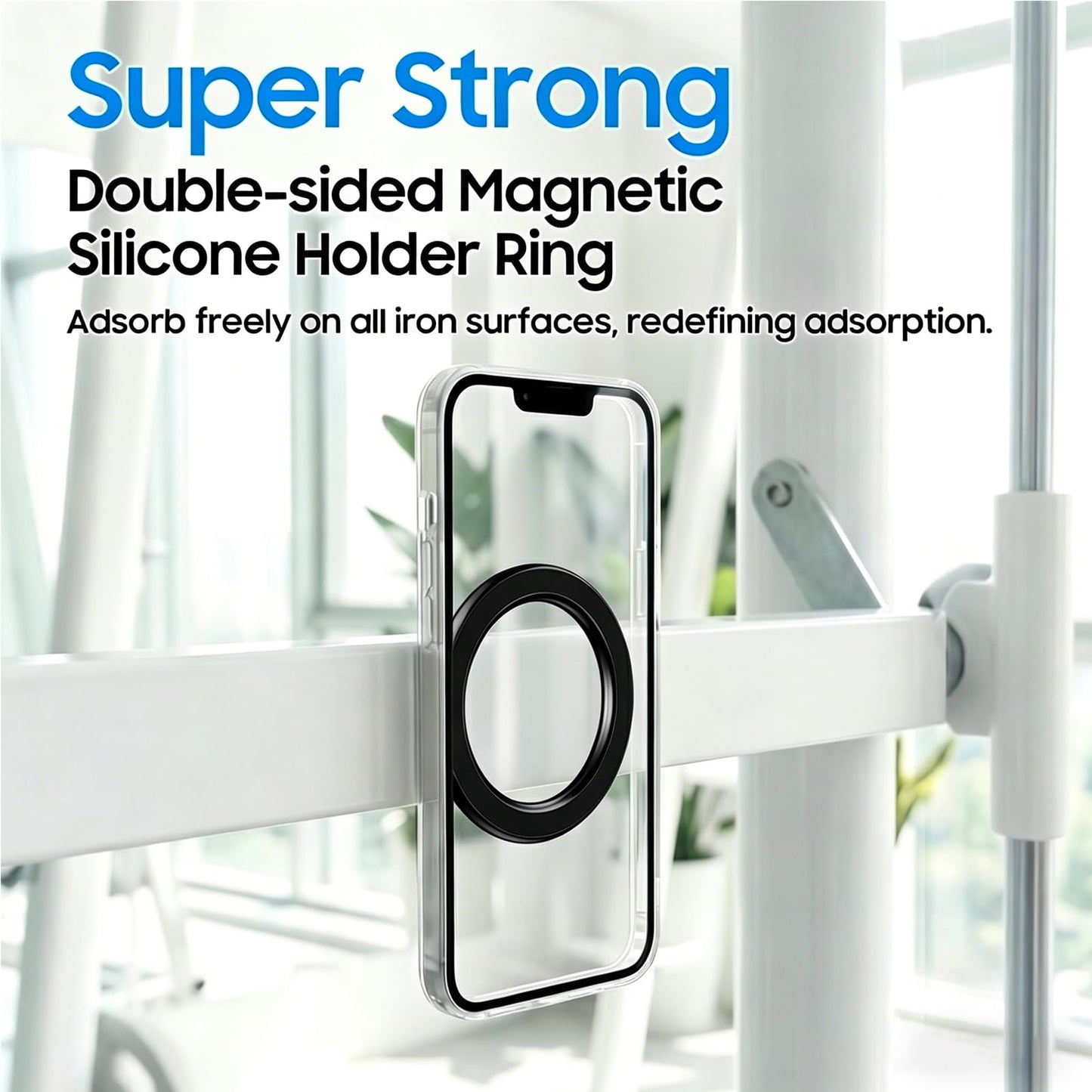 Double-Sided Magnetic Ring Holder [2026], Magnetic Wall Mount, Detachable Phone Mount for MagSafe Cases, Hands-Free Selfies and Videos for iPhone